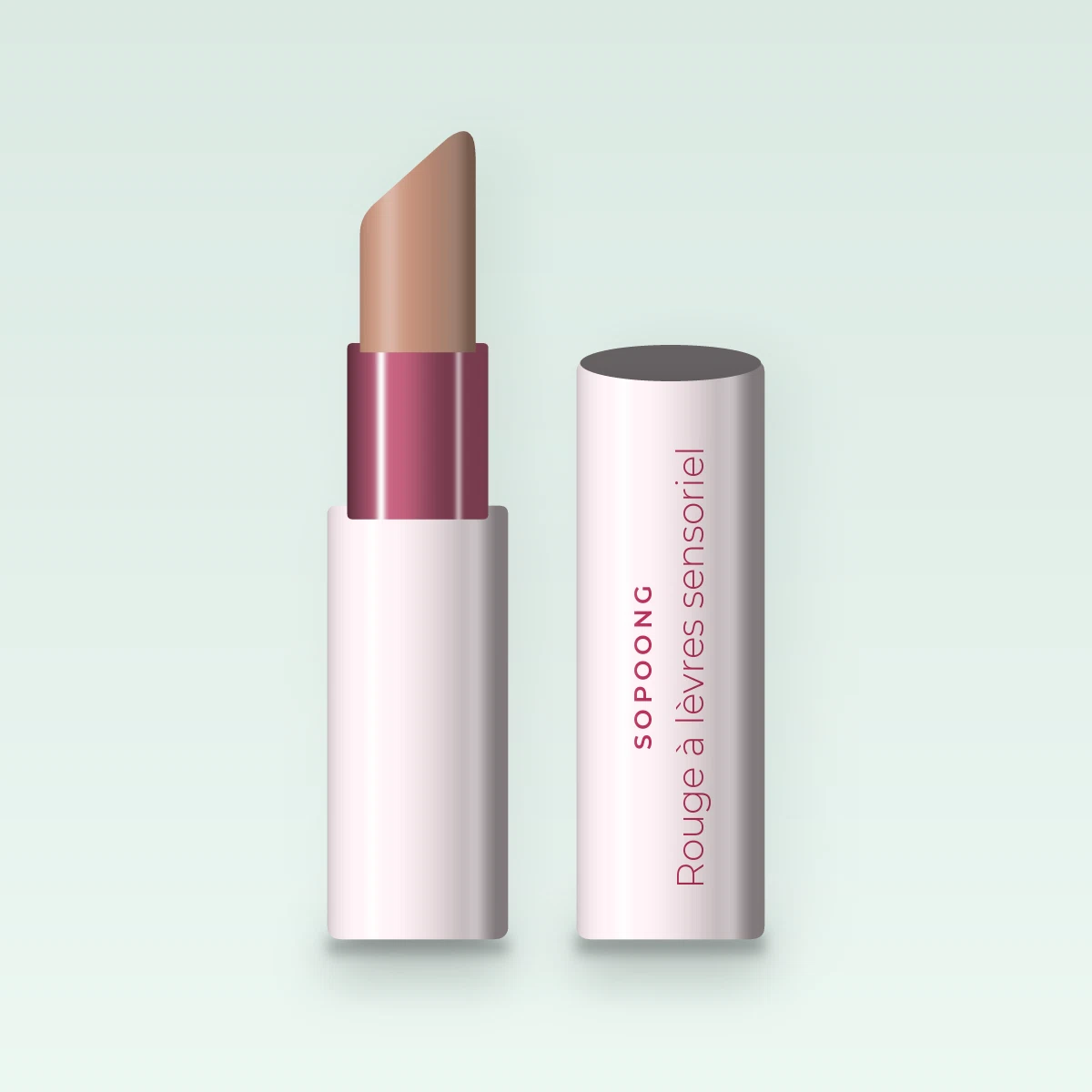 Rouge à lèvres sensoriel au beurre de murumuru – Sopoong, étui 3,5 g, teinte 01 Nude beige