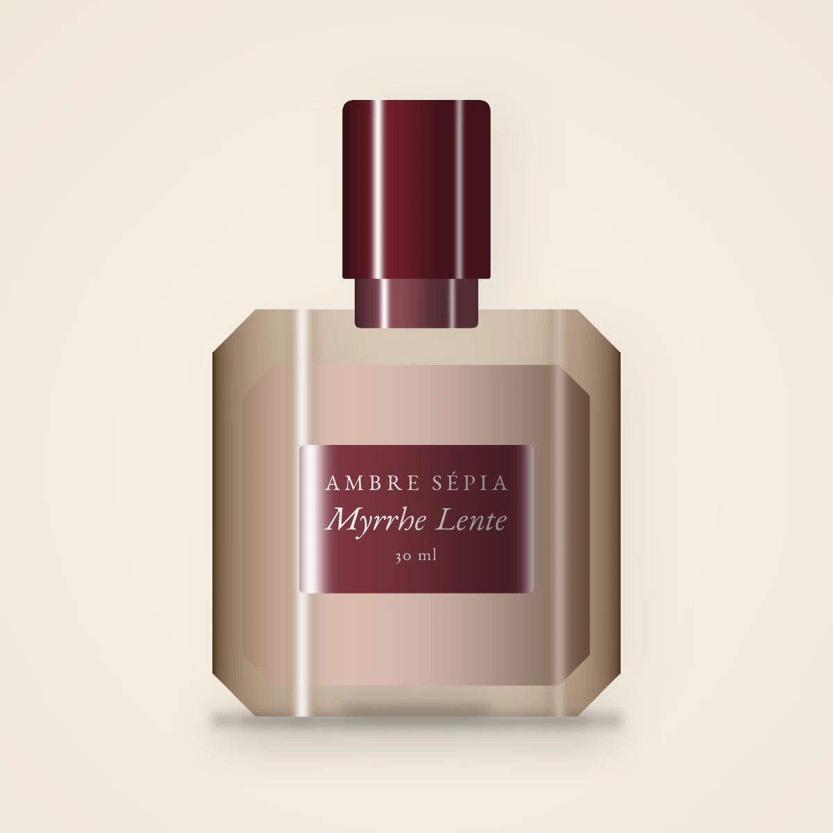 Parfum Myrrhe Lente joyeux au géranium rosat – Ambre Sépia, flacon 30 ml