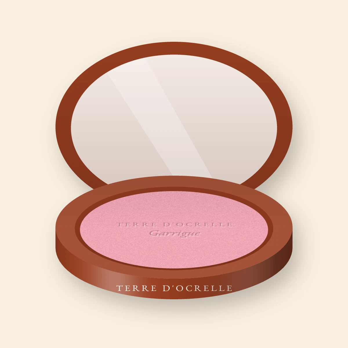 Blush Garrigue à la poudre de perle – Terre d'Ocrelle, boîtier 6 g, teinte 02 Rose tendre