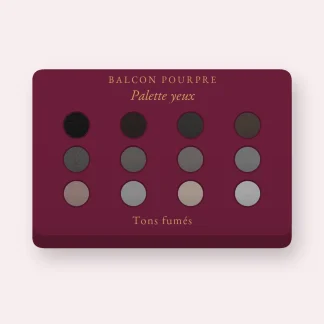 Palette yeux haute pigmentation à l'huile de ricin – Balcon Pourpre, 12 × 1 g, teinte Tons fumés