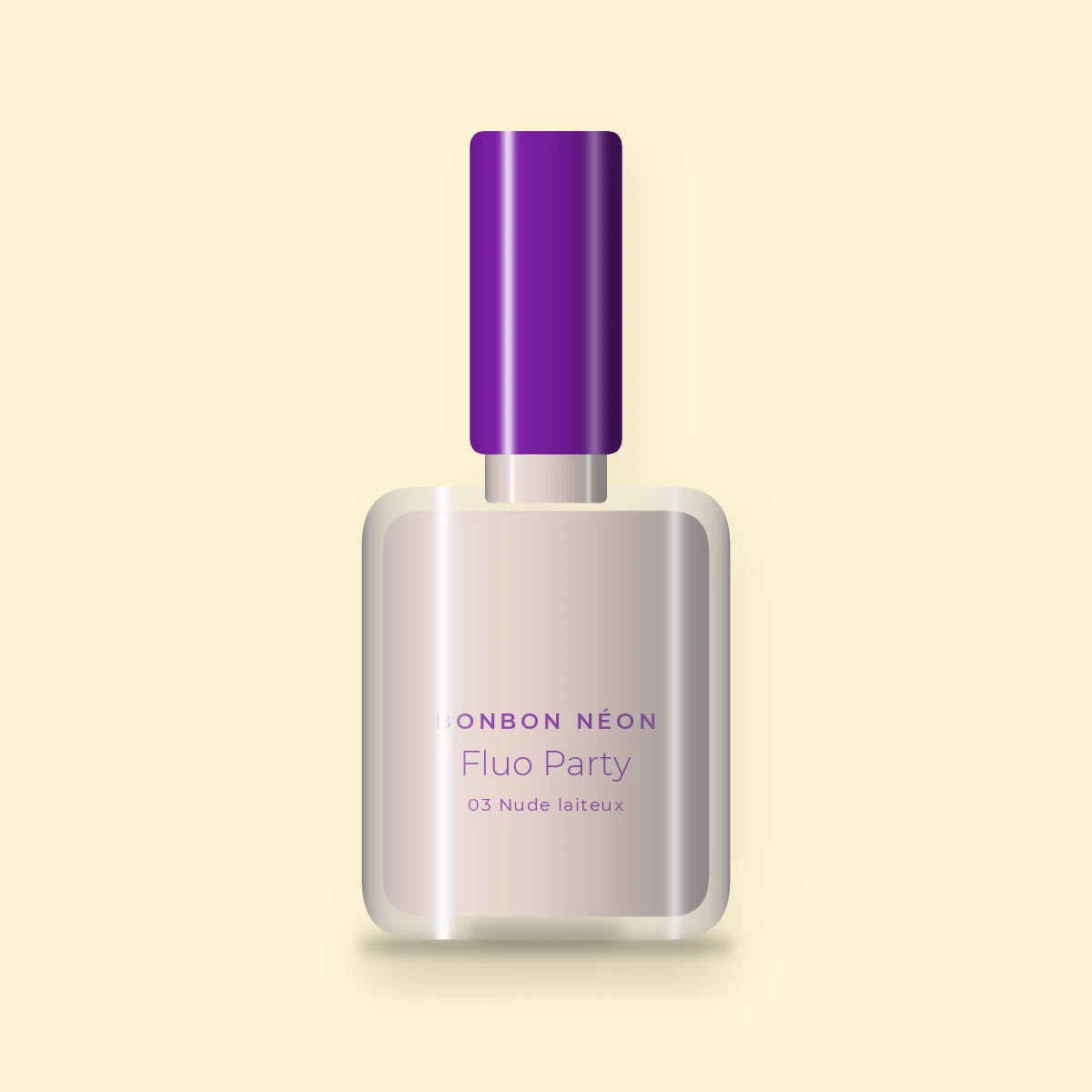 Vernis à ongles Fluo Party à l'arginine – Bonbon Néon, flacon 12 ml, teinte 03 Nude laiteux