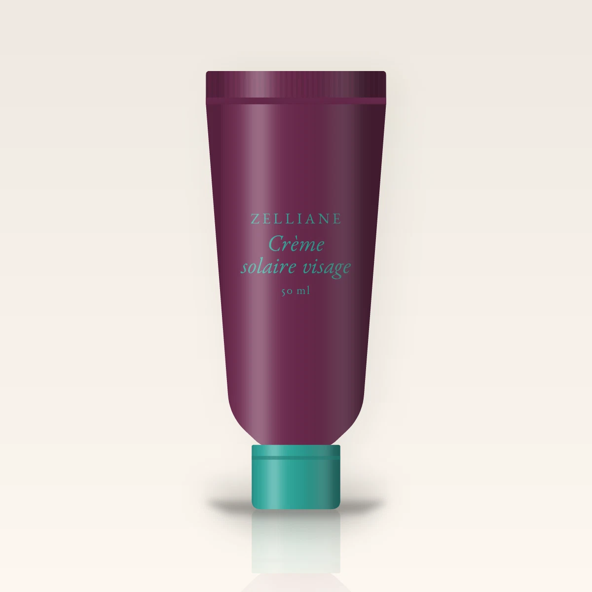 Crème solaire visage toucher sec à l'extrait de thé vert SPF 50 – Zelliane, tube 50 ml