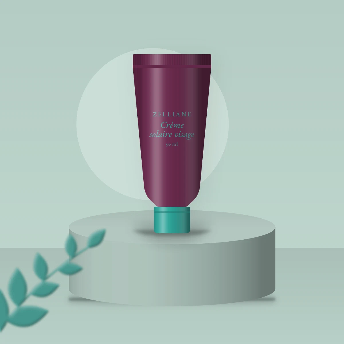 Crème solaire visage toucher sec à l'extrait de thé vert SPF 50 – Zelliane, photo d'ambiance