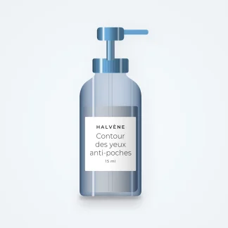 Contour des yeux anti-poches à l'extrait de fragon – Halvène, flacon-pompe 15 ml