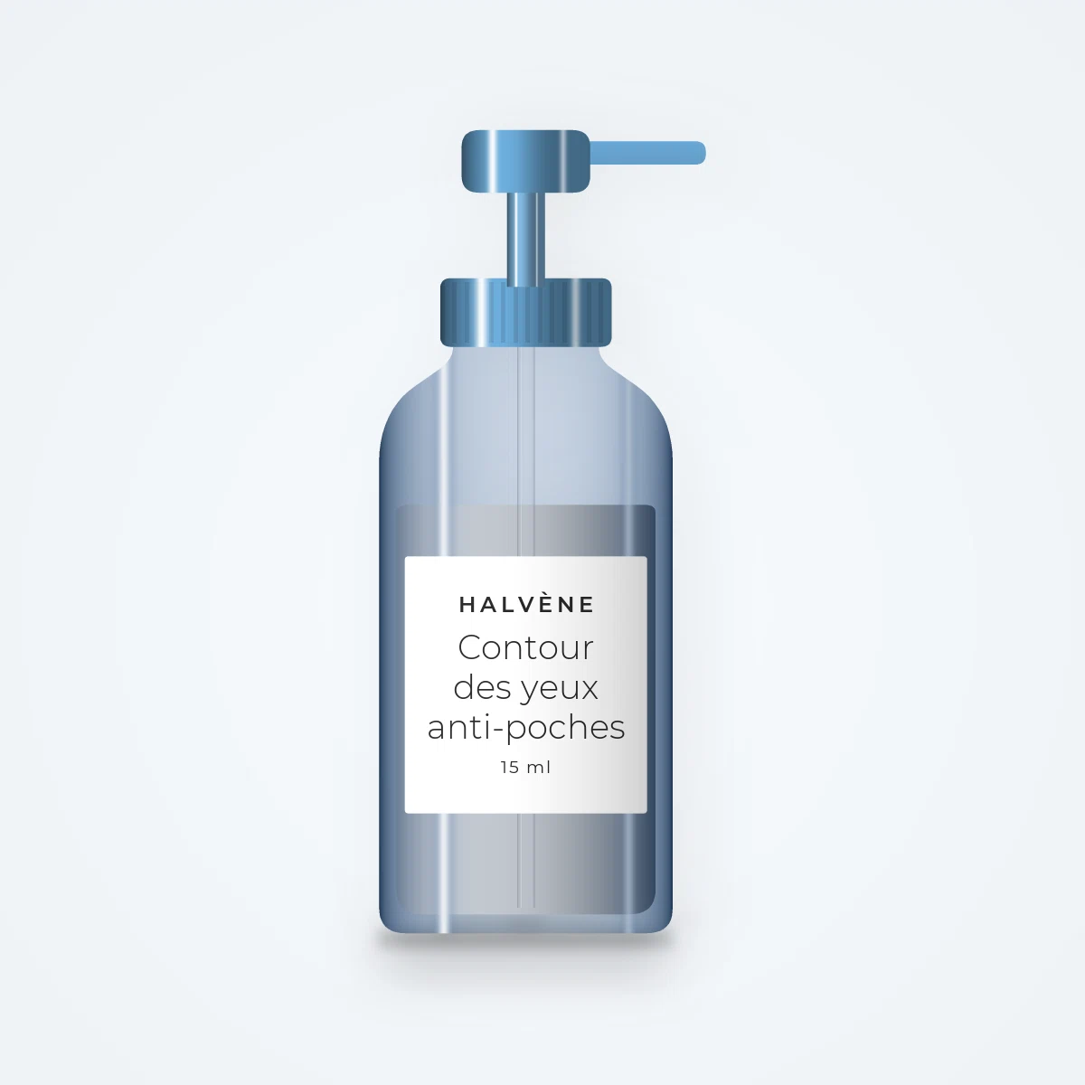 Contour des yeux anti-poches à l'extrait de fragon – Halvène, flacon-pompe 15 ml