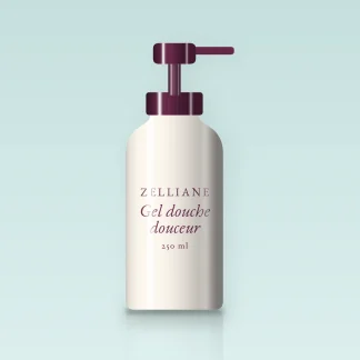 Gel douche et bain douceur à l'huile de camélia – Zelliane, flacon-pompe 250 ml