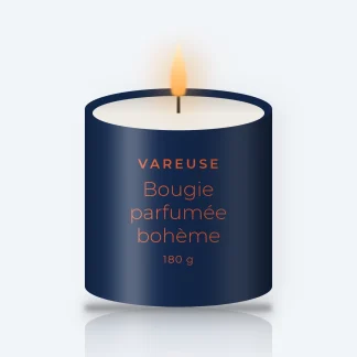 Bougie parfumée bohème à la cannelle – Vareuse, pot en verre 180 g