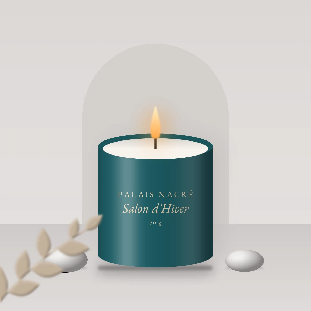 Bougie parfumée Salon d'Hiver cocon – Palais Nacré, photo d'ambiance