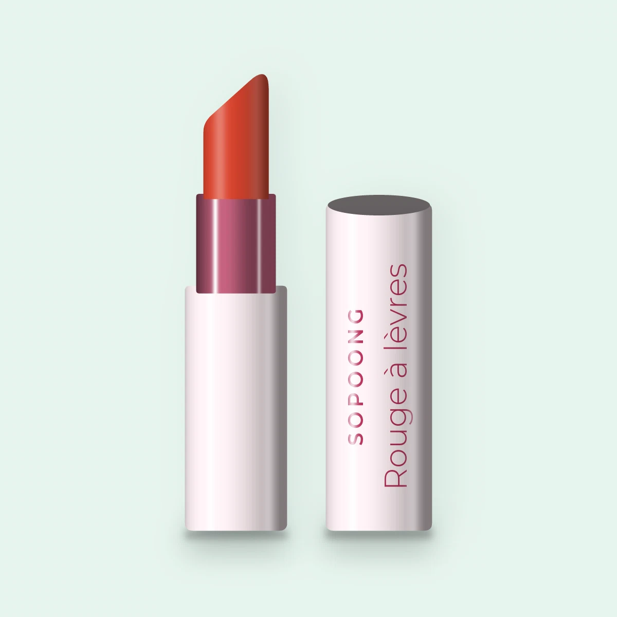 Rouge à lèvres effet seconde peau à l'huile de ricin – Sopoong, étui 3,5 g, teinte 11 Orange sanguine