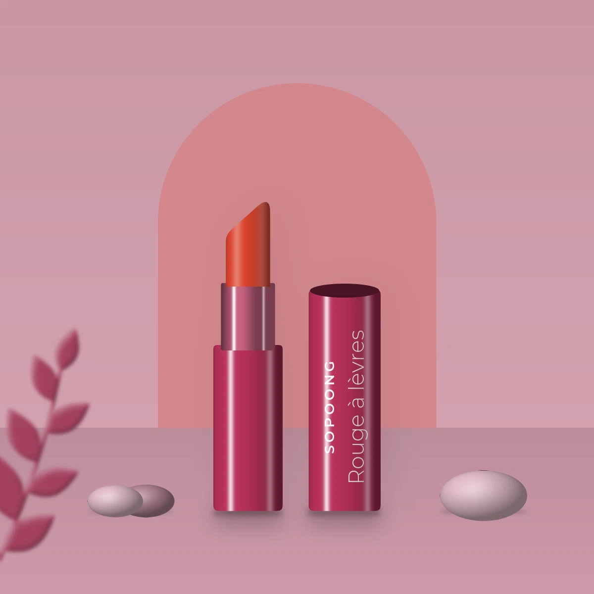 Rouge à lèvres effet seconde peau à l'huile de ricin – Sopoong, photo d'ambiance