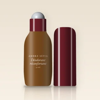 Déodorant soin réconfortant à l'hamamélis – Ambre Sépia, flacon roll-on 50 ml