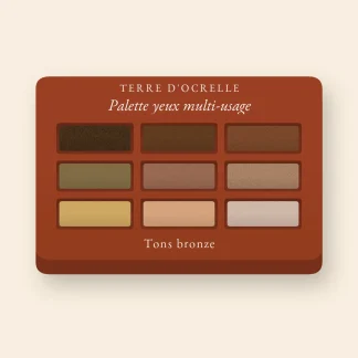 Palette yeux multi-usage à l'huile de raisin – Terre d'Ocrelle, 12 × 1 g, teinte Tons bronze