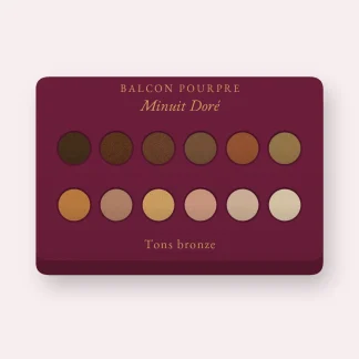 Palette yeux Minuit Doré longue durée – Balcon Pourpre, 9 × 1 g, teinte Tons bronze