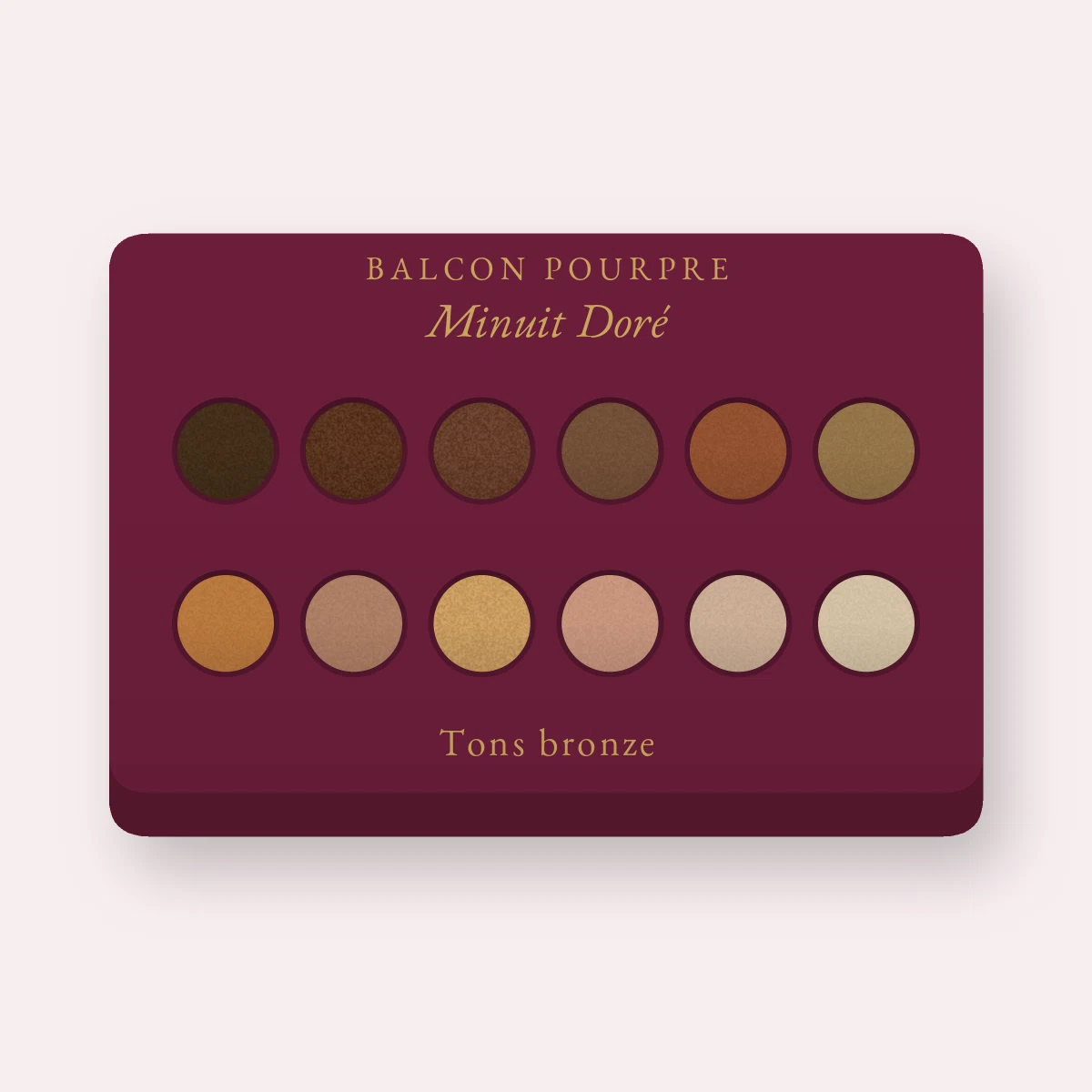Palette yeux Minuit Doré longue durée – Balcon Pourpre, 9 × 1 g, teinte Tons bronze