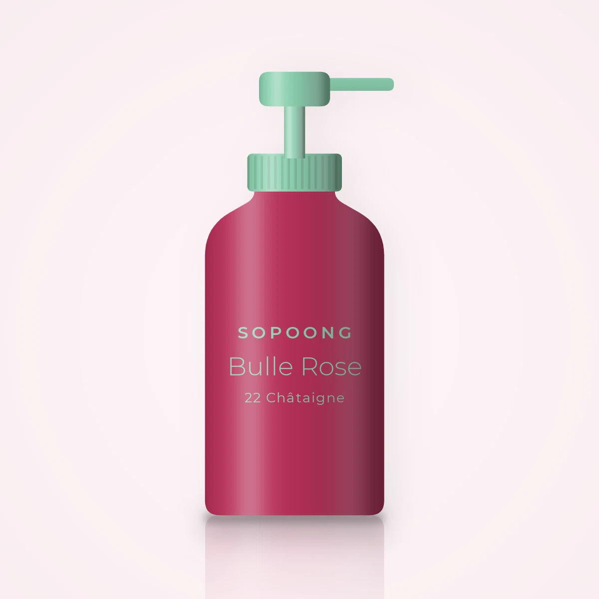 Fond de teint ultra-léger Bulle Rose – Sopoong, flacon-pompe 35 ml, teinte 22 Châtaigne