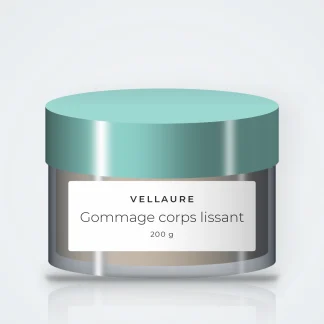 Gommage corps lissant au sucre et à l'huile de sésame – Vellaure, pot 200 g