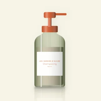 Shampooing hydratation intense à la caféine – Les Jardins d'Aulne, flacon-pompe 500 ml