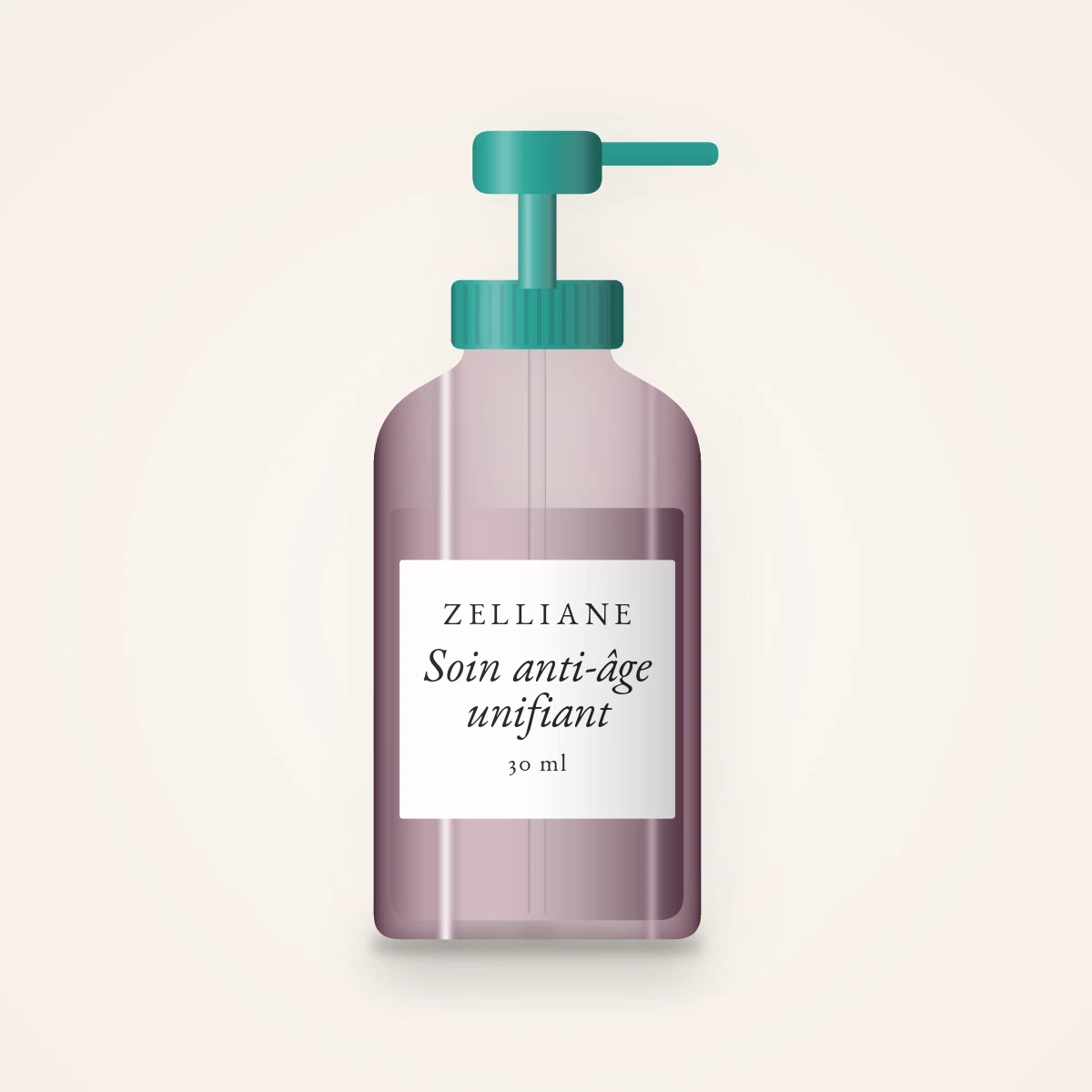 Soin anti-âge unifiant à la centella asiatica – Zelliane, flacon-pompe 30 ml