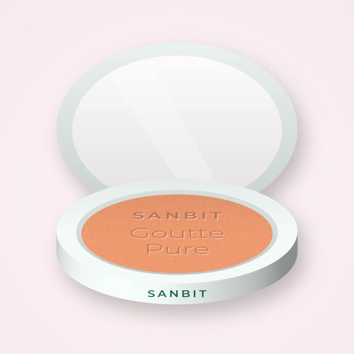 Blush sans effet poudreux Goutte Pure – Sanbit, boîtier 6 g, teinte 04 Abricot
