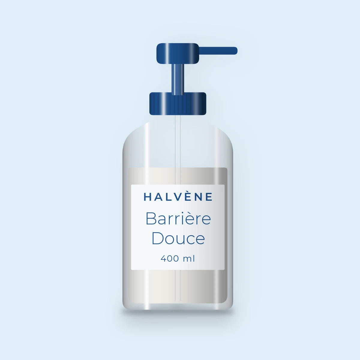 Nettoyant visage équilibrant Barrière Douce – Halvène, flacon-pompe 400 ml