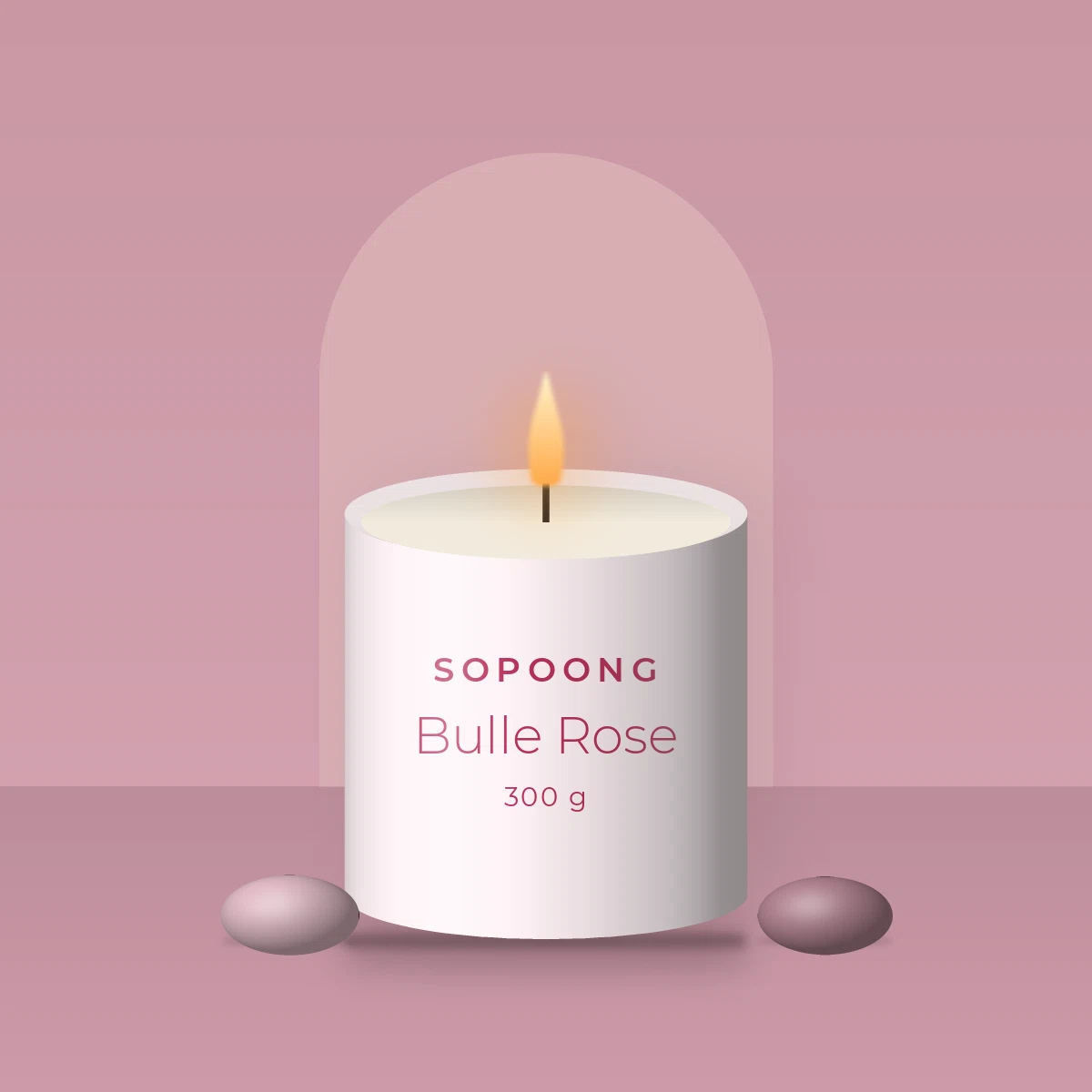 Bougie parfumée Bulle Rose au pamplemousse – Sopoong, photo d'ambiance