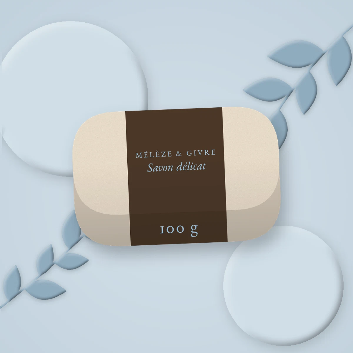 Savon délicat à l'argile verte – Mélèze & Givre, photo d'ambiance