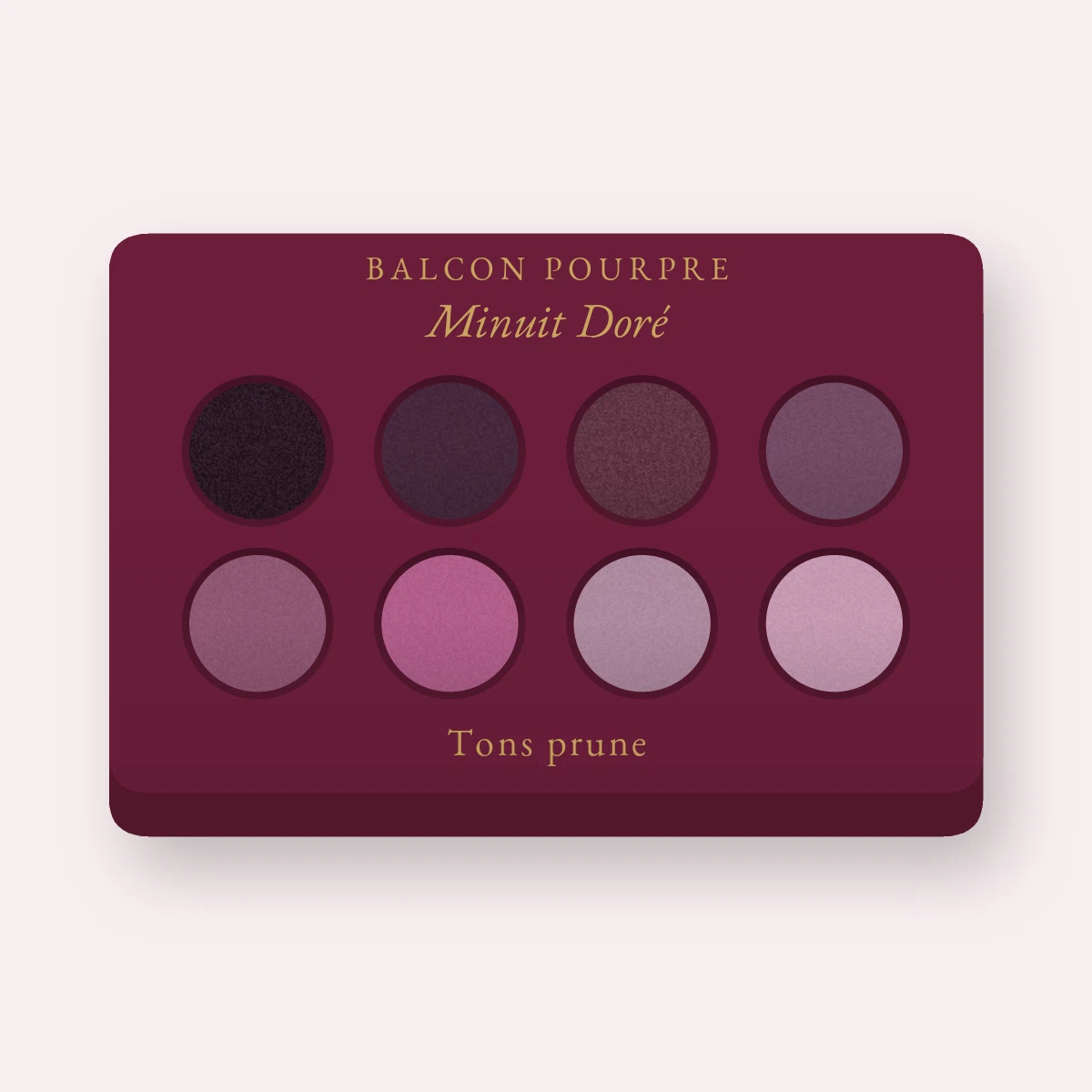Palette yeux harmonieuse Minuit Doré – Balcon Pourpre, 4 × 1,2 g, teinte Tons prune