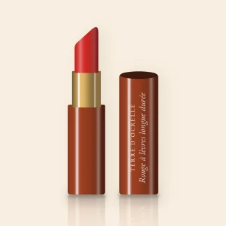 Rouge à lèvres longue durée à l'huile de framboise – Terre d'Ocrelle, étui 3,8 g, teinte 13 Rouge vermillon