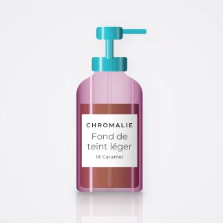 Fond de teint léger à l'allantoïne – Chromalie, flacon-pompe 35 ml, teinte 18 Caramel