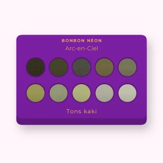 Palette yeux Arc-en-Ciel créative – Bonbon Néon, 9 × 1 g, teinte Tons kaki