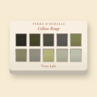 Palette yeux Colline Rouge saisonnière – Terre d'Ocrelle, 12 × 1 g, teinte Tons kaki