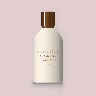 Gel douche et bain hydratant à l'huile de macadamia – Ambre Sépia, flacon 100 ml