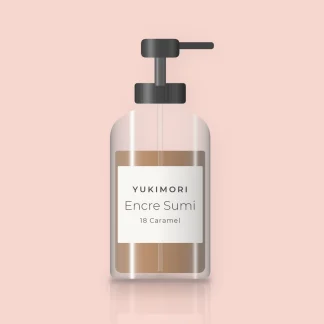 Fond de teint Encre Sumi tenue extrême – Yukimori, flacon-pompe 35 ml, teinte 18 Caramel