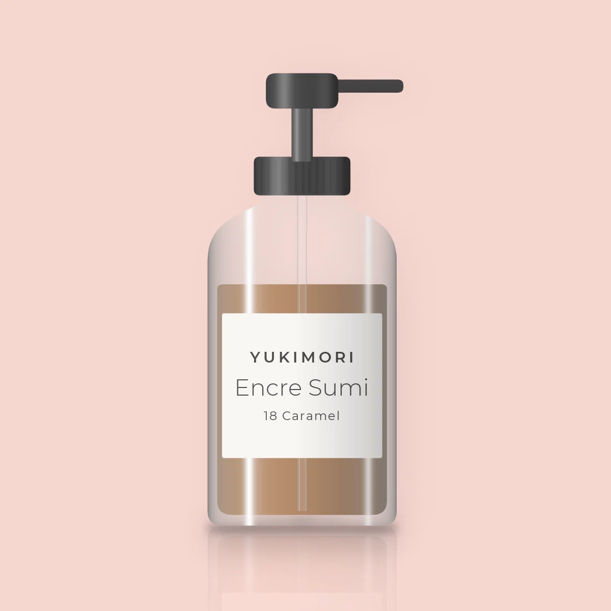Fond de teint Encre Sumi tenue extrême – Yukimori, flacon-pompe 35 ml, teinte 18 Caramel