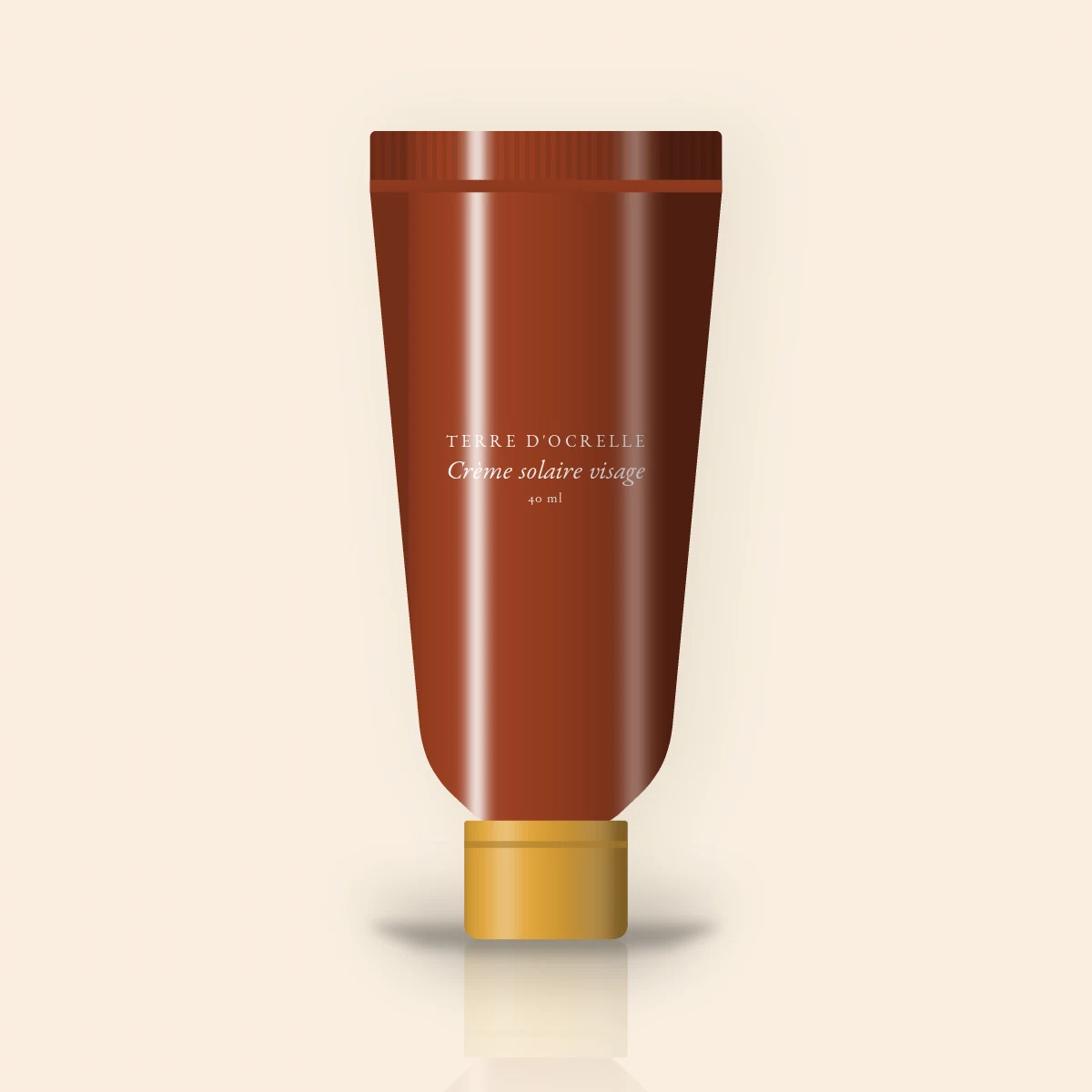 Crème solaire visage hydratante à l'extrait d'algue SPF 50 – Terre d'Ocrelle, tube 40 ml