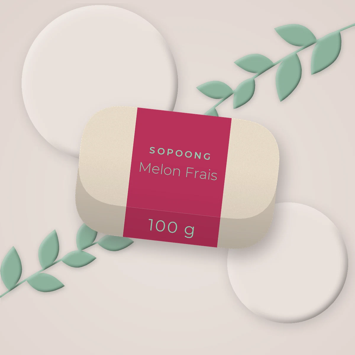 Savon Melon Frais surgras à l'argile blanche – Sopoong, photo d'ambiance