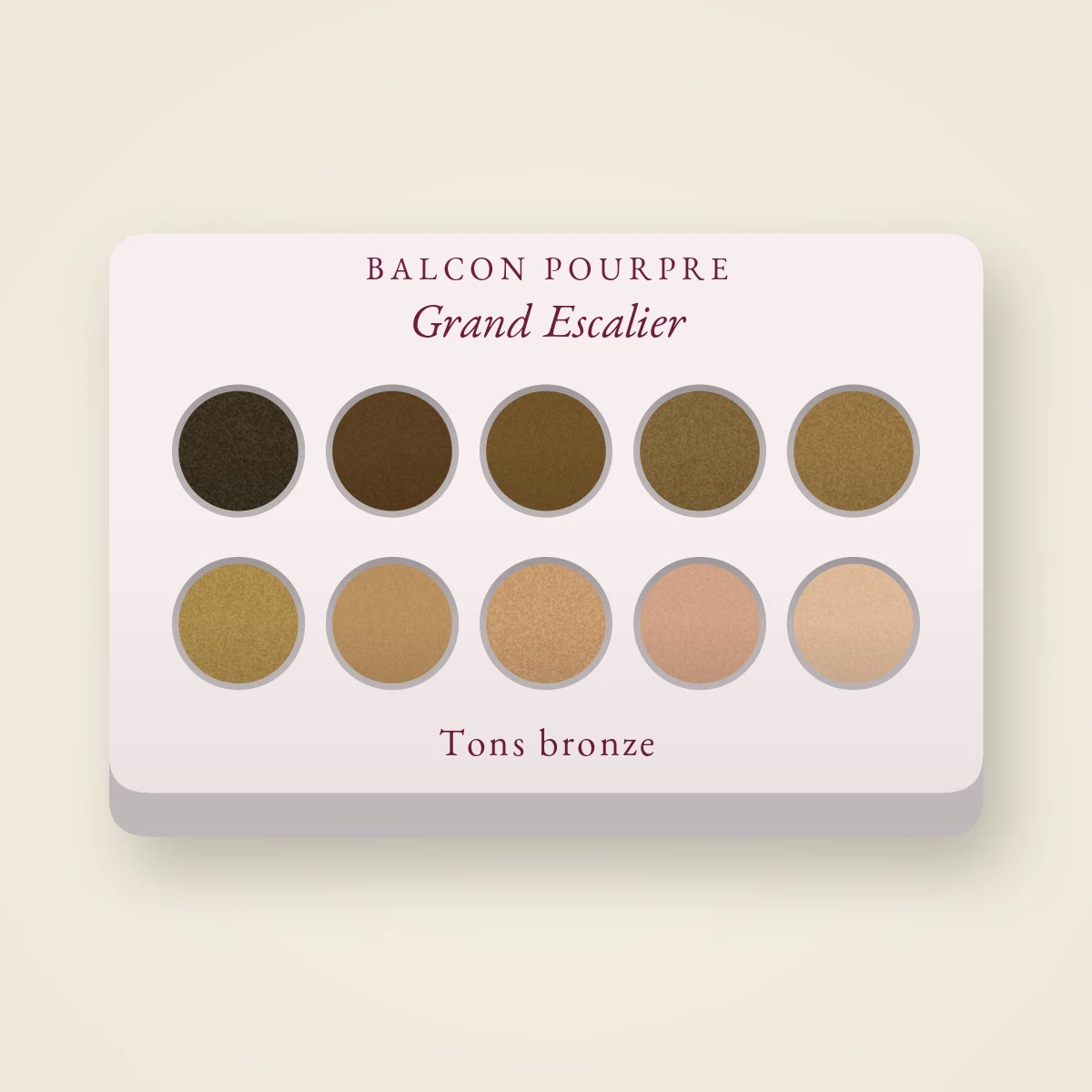 Palette yeux Grand Escalier multi-usage – Balcon Pourpre, 9 × 1 g, teinte Tons bronze