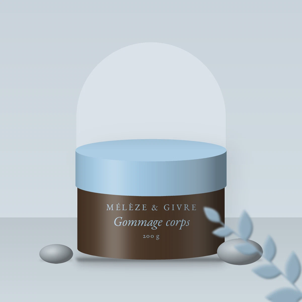 Gommage corps haute nutrition aux coques de noix – Mélèze & Givre, photo d'ambiance