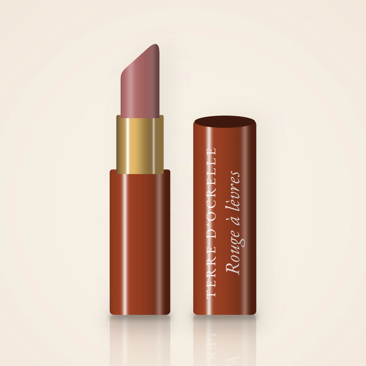 Rouge à lèvres effet seconde peau à l'huile de noisette – Terre d'Ocrelle, étui 3,8 g, teinte 03 Bois de rose