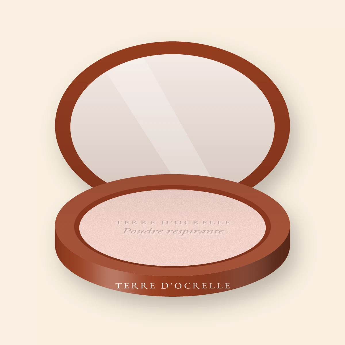 Poudre respirante au squalane – Terre d'Ocrelle, boîtier 9 g, teinte 04 Rosé clair