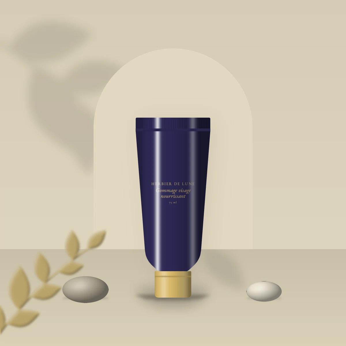 Gommage visage nourrissant au noyau d'olive – Herbier de Lune, photo d'ambiance