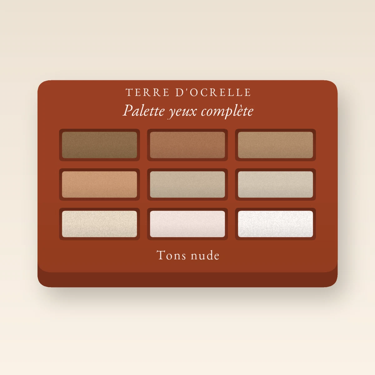 Palette yeux complète à la poudre de riz – Terre d'Ocrelle, 4 × 1,2 g, teinte Tons nude