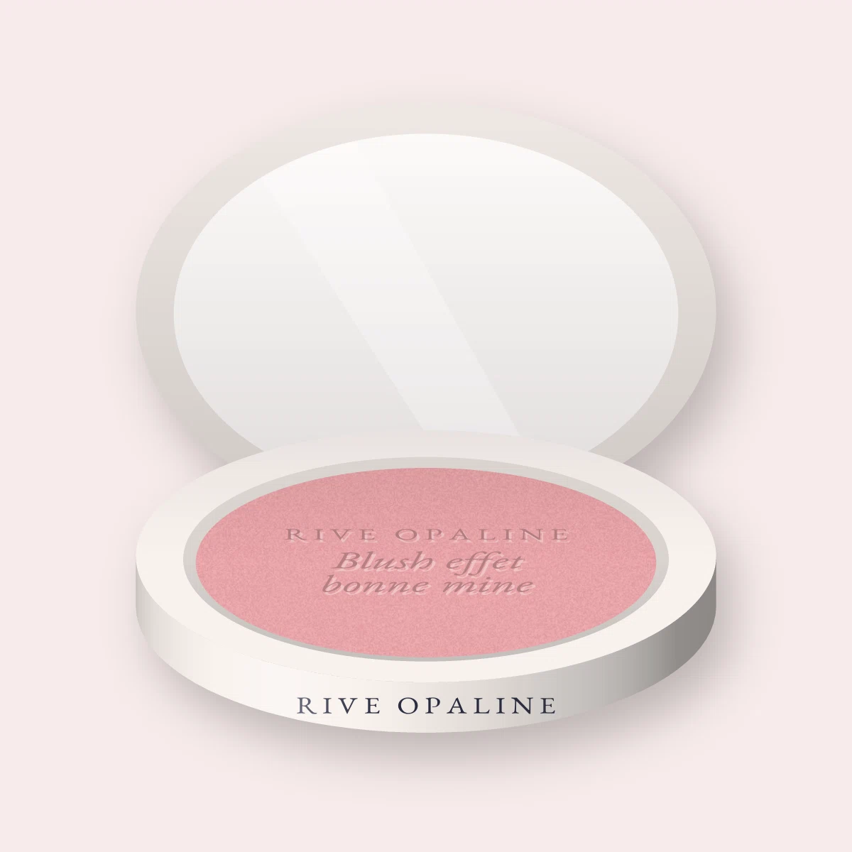 Blush effet bonne mine au squalane – Rive Opaline, boîtier 6 g, teinte 01 Rose poudré