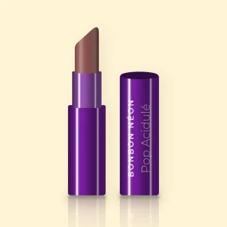 Rouge à lèvres Pop Acidulé à la cire de riz – Bonbon Néon, étui 3,5 g, teinte 32 Brun rosé