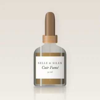 Huile à barbe authentique Cuir Fumé – Selle & Silex, flacon compte-gouttes 50 ml