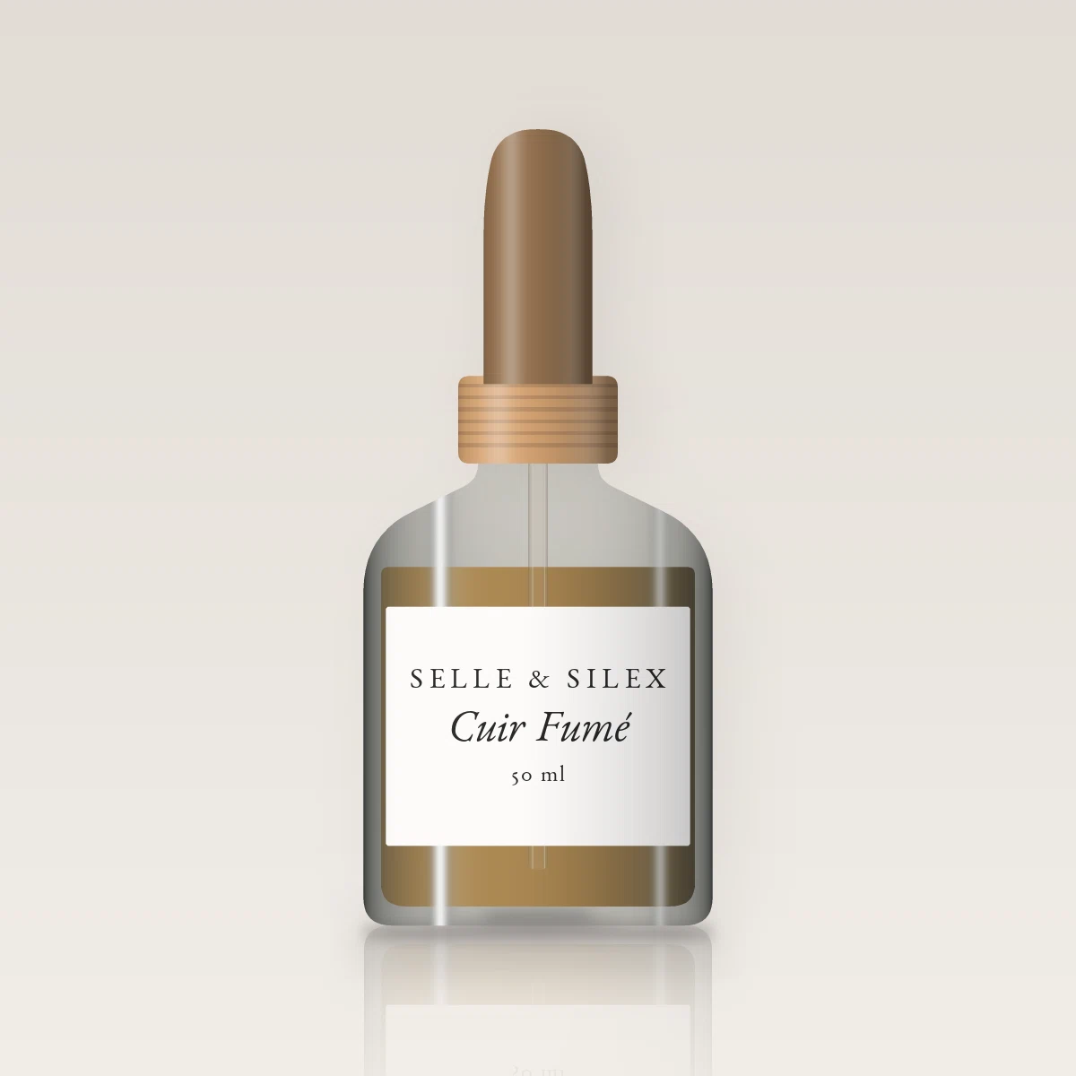 Huile à barbe authentique Cuir Fumé – Selle & Silex, flacon compte-gouttes 50 ml