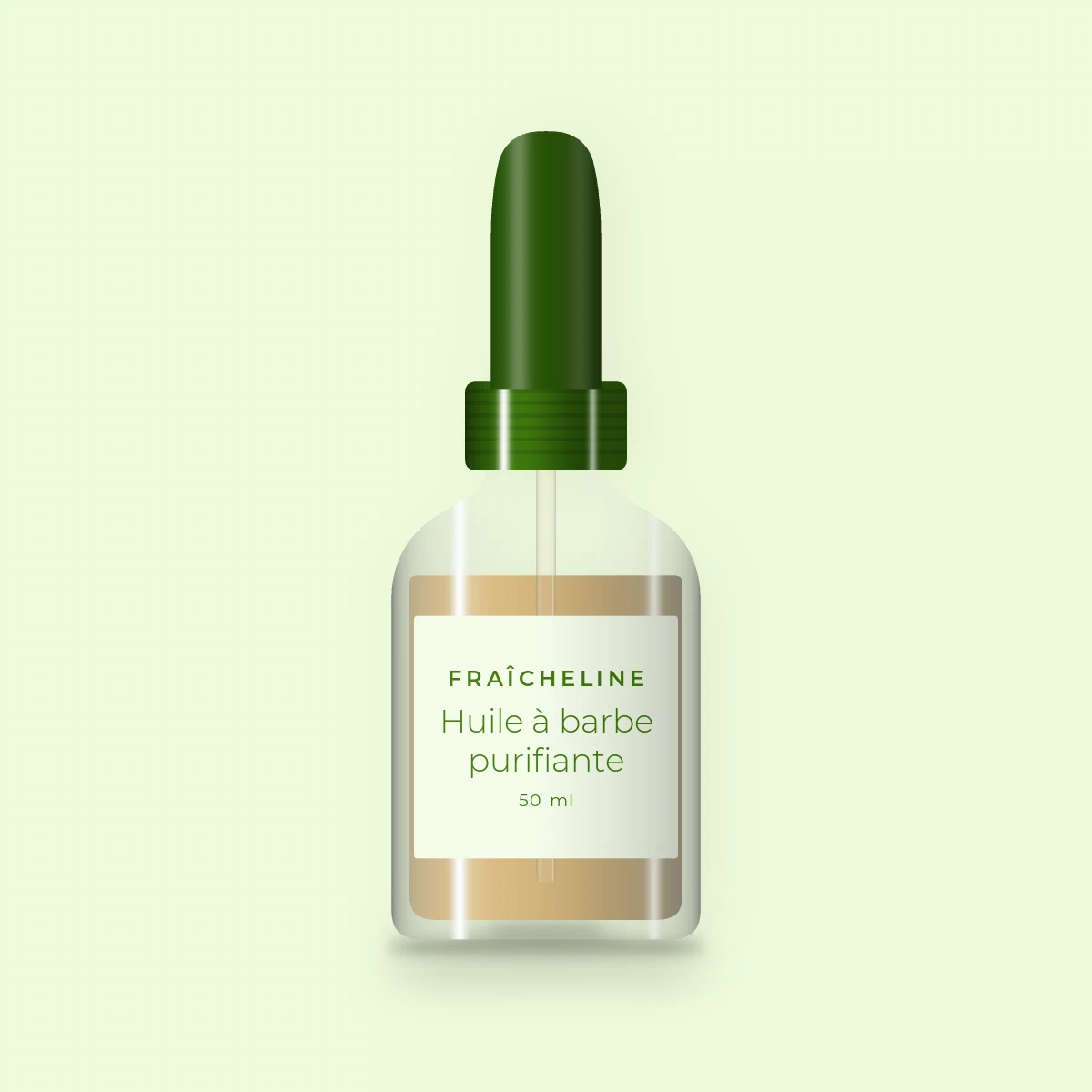 Huile à barbe purifiante au brocoli – Fraîcheline, flacon compte-gouttes 50 ml