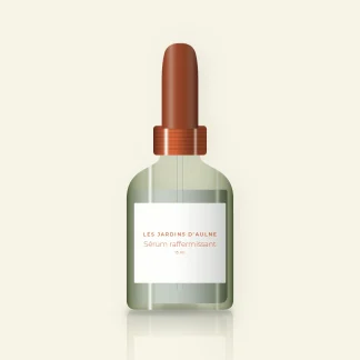 Sérum raffermissant à l'extrait de réglisse – Les Jardins d'Aulne, flacon compte-gouttes 15 ml