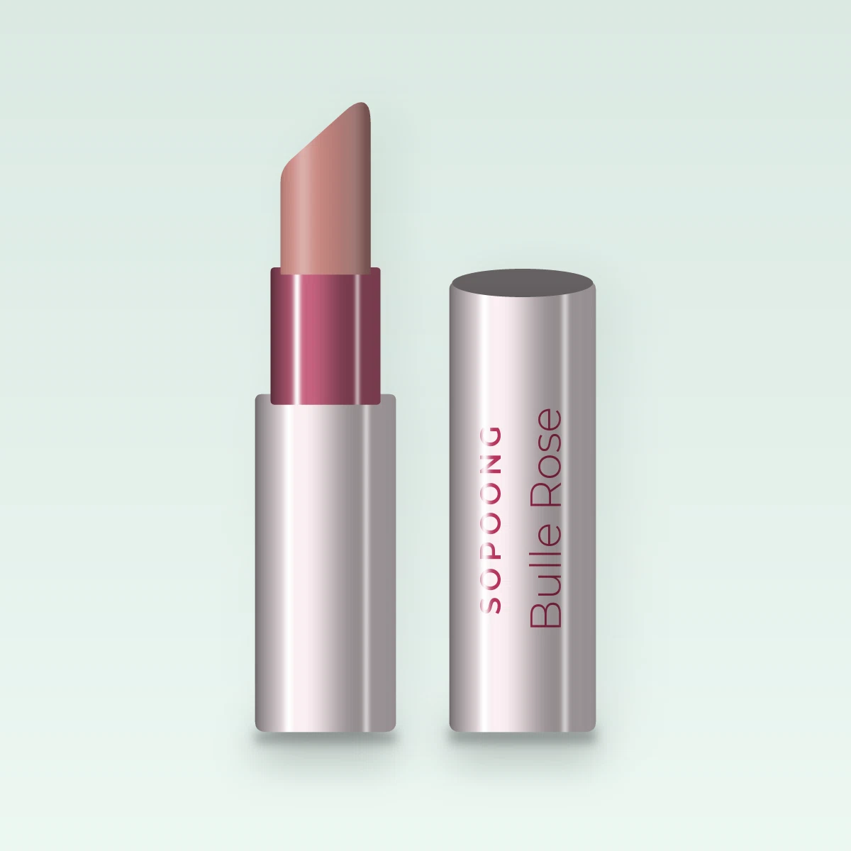 Rouge à lèvres Bulle Rose à l'huile de macadamia – Sopoong, étui 3,5 g, teinte 02 Nude rosé