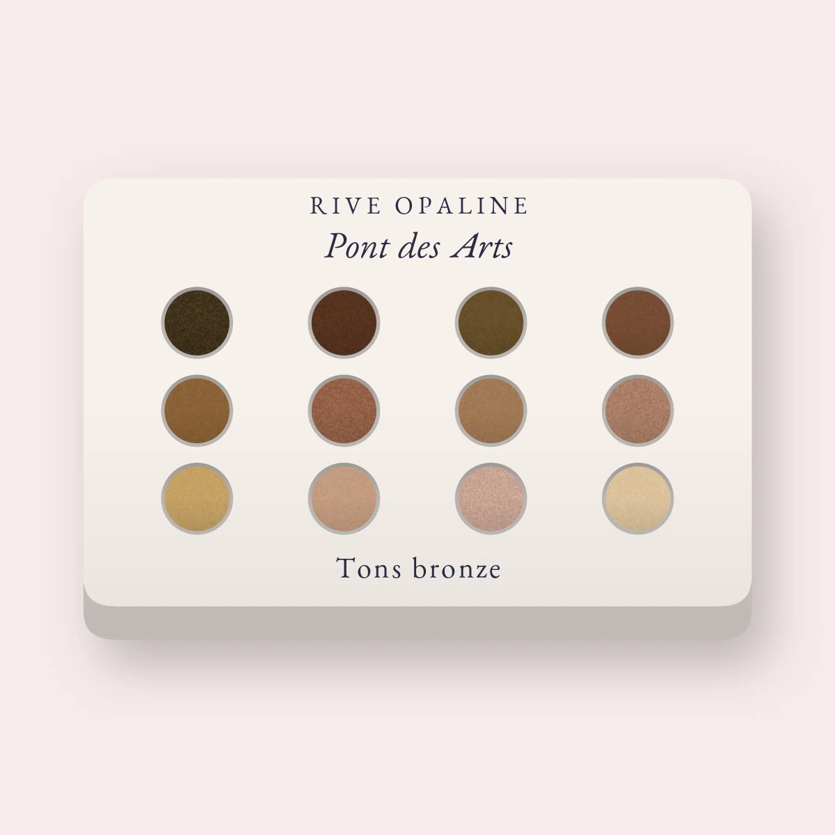 Palette yeux infroissable Pont des Arts – Rive Opaline, 4 × 1,2 g, teinte Tons bronze